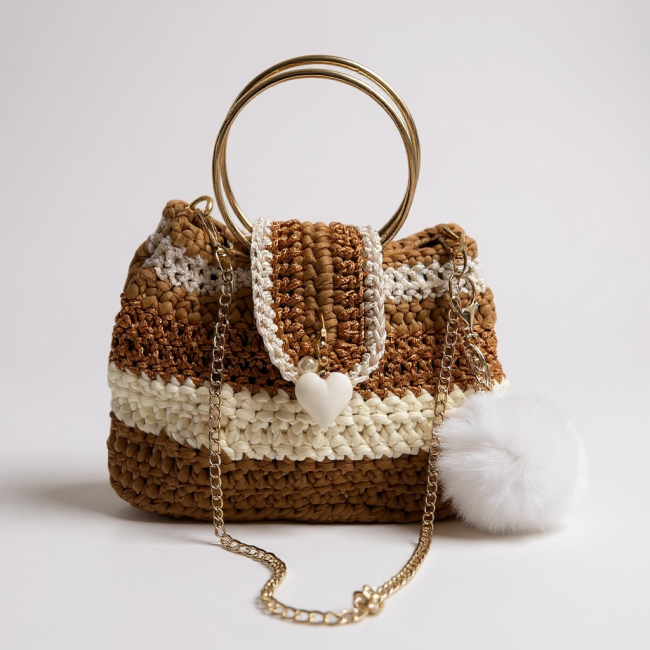 Sac TEXAS Beige Blanc et doré